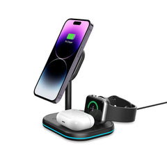 DRAHTLOSES LADEN 3IN1 QI15W-A27 MAGNETISCHER MAGSAFE WIRELESS CHARGER SCHWARZ