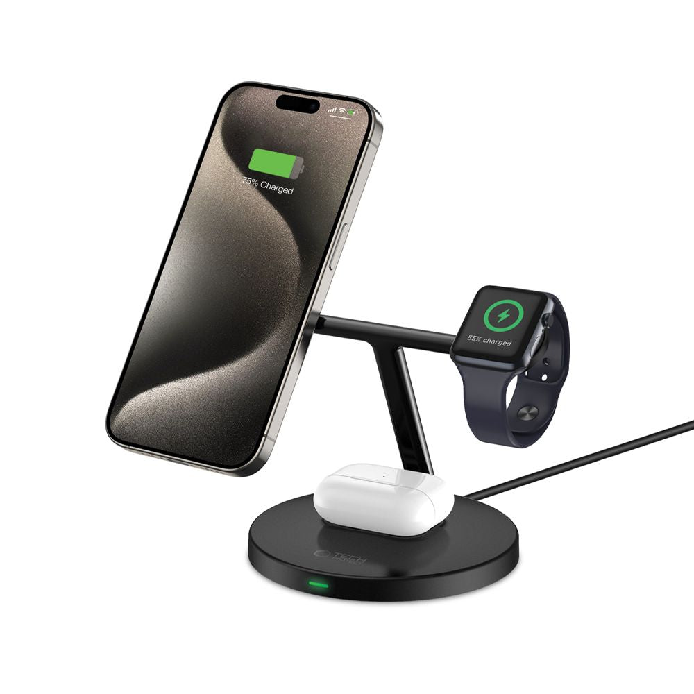 TECH-PROTECT QI15W-A35 3IN1 MAGNETISCHER MAGSAFE WIRELESS LADEGERÄT SCHWARZ