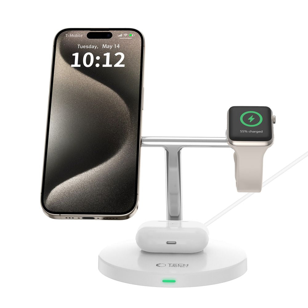 TECH-PROTECT QI15W-A35 3IN1 MAGNETISCHER MAGSAFE WIRELESS LADEGERÄT WEISS