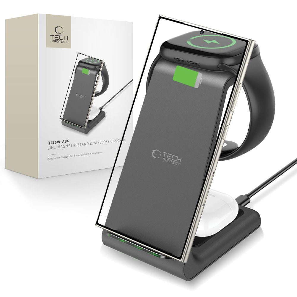 TECH-PROTECT QI15W-A36 3IN1 WIRELESS LADEN FÜR ANDROID SCHWARZ