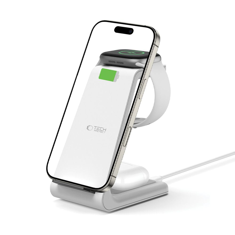 TECH-PROTECT QI15W-A36 3IN1 WIRELESS LADEN FÜR APPLE WEISS