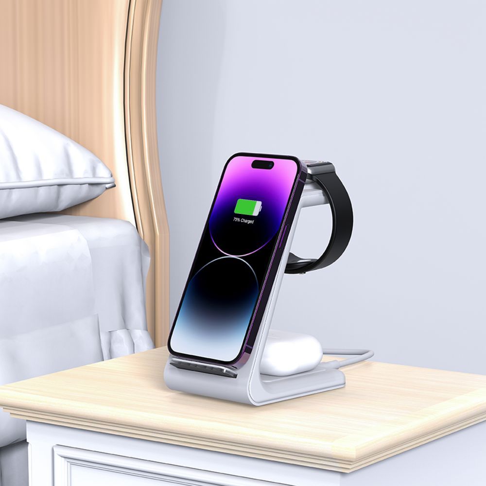 TECH-PROTECT QI15W-A36 3IN1 WIRELESS LADEN FÜR APPLE WEISS