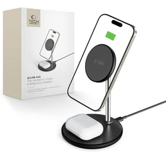 LADENSTATION TECH-PROTECT QI15W-A39 2IN1 MAGNETISCHER MAGSAFE WIRELESS CHARGER SCHWARZ