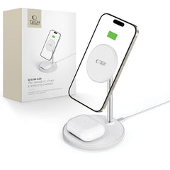 LADENDE STATION TECH-PROTECT QI15W-A39 2IN1 MAGNETISCHER MAGSAFE WIRELESS CHARGER WEISS