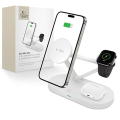 LADENDE STATION TECH-PROTECT QI15W-A41 3IN1 MAGNETISCHER MAGSAFE WIRELESS CHARGER WEISS