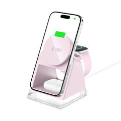 LADENDE STATION TECH-PROTECT QI15W-A43 3IN1 MAGNETISCHER MAGSAFE WIRELESS CHARGER BABY PINK