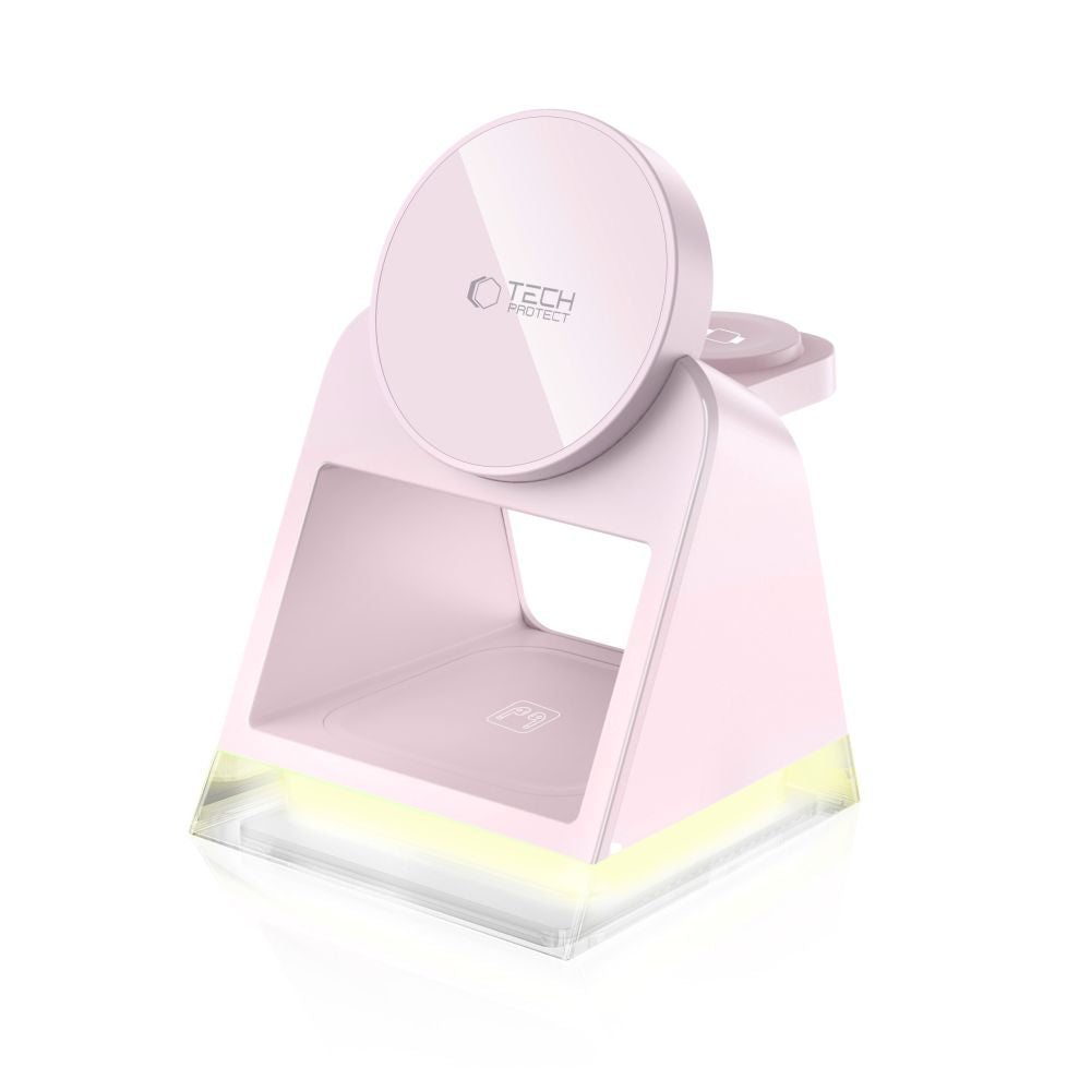 LADENDE STATION TECH-PROTECT QI15W-A43 3IN1 MAGNETISCHER MAGSAFE WIRELESS CHARGER BABY PINK