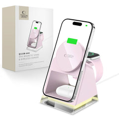LADENDE STATION TECH-PROTECT QI15W-A43 3IN1 MAGNETISCHER MAGSAFE WIRELESS CHARGER BABY PINK