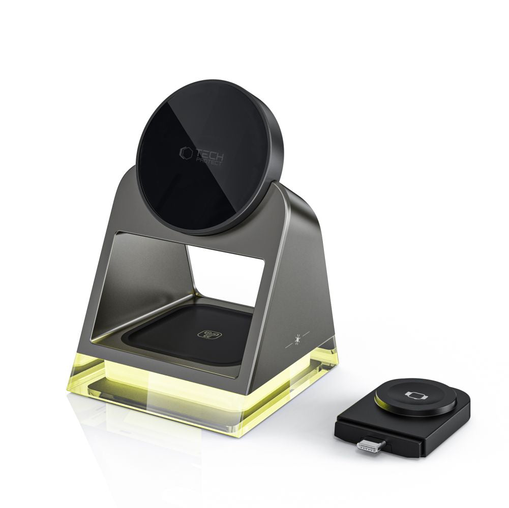 LADENSTATION TECH-PROTECT QI15W-A43 3IN1 MAGNETISCHER MAGSAFE WIRELESS CHARGER SCHWARZ