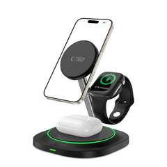 TECH-PROTECT QI15W-A46 3IN1 MAGNETISCHER MAGSAFE WIRELESS LADEGERÄT SCHWARZ