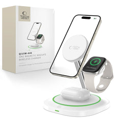 TECH-PROTECT QI15W-A46 3IN1 MAGNETISCHER MAGSAFE WIRELESS LADEN WEISS