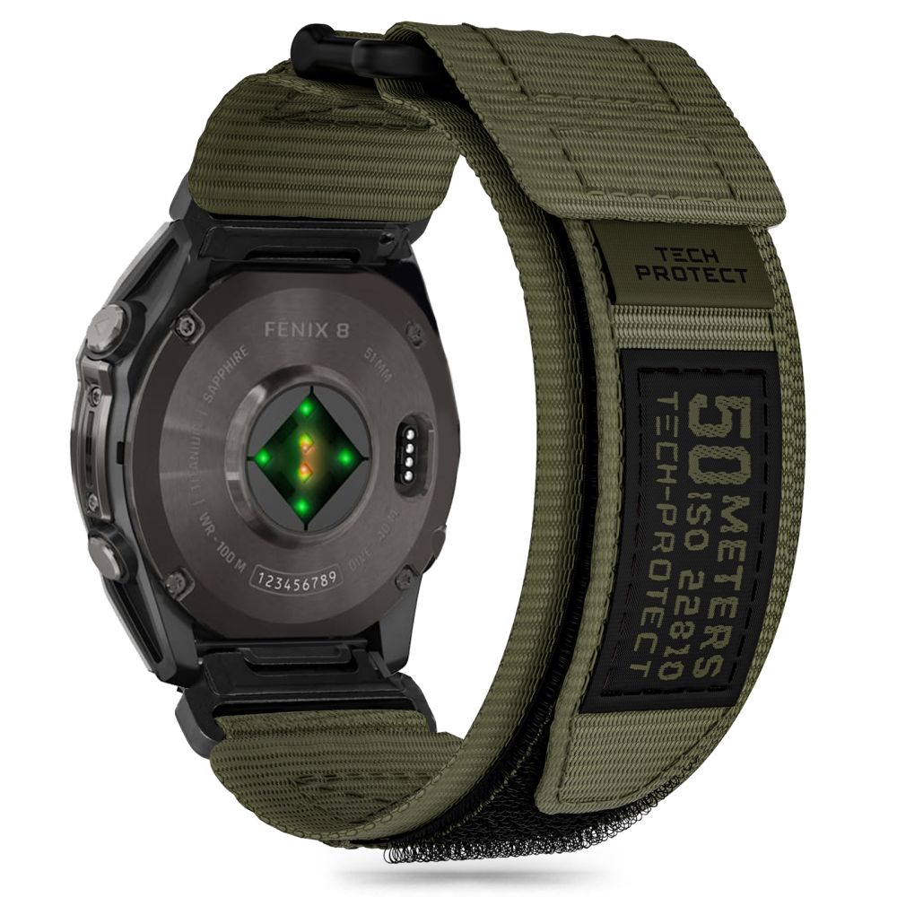 TECH-PROTECT SCOUT PRO ARMBAND FÜR GARMIN FENIX 5X / 5X PLUS / 6X / 6X PRO / 7X / 8 (51 MM) MILITÄRGRÜN