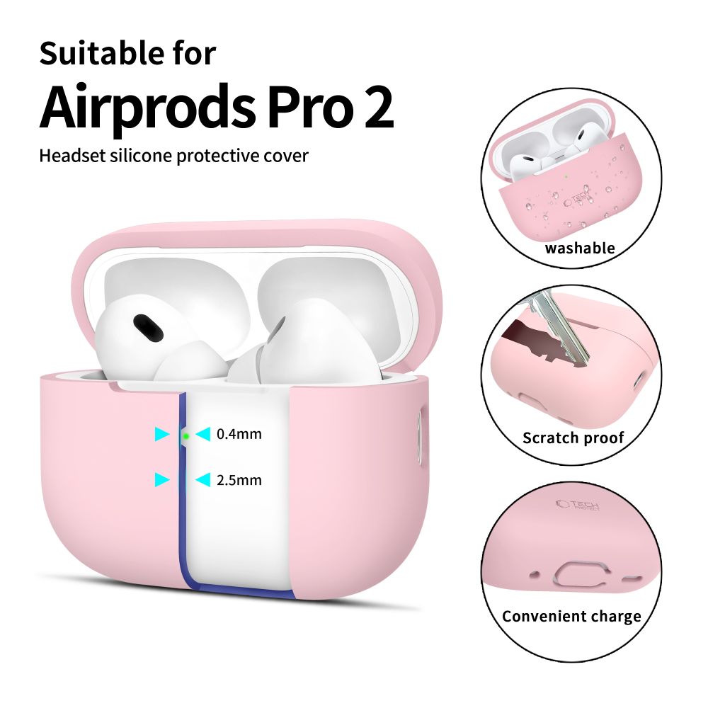 TECH-PROTECT SILIKONHÜLLE FÜR APPLE AIRPODS PRO 1 / 2 STAUBPINK