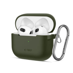 TECH-PROTECT SILIKONHÜLLE MIT HAKEN FÜR APPLE AIRPODS 3 OLIVGRÜN
