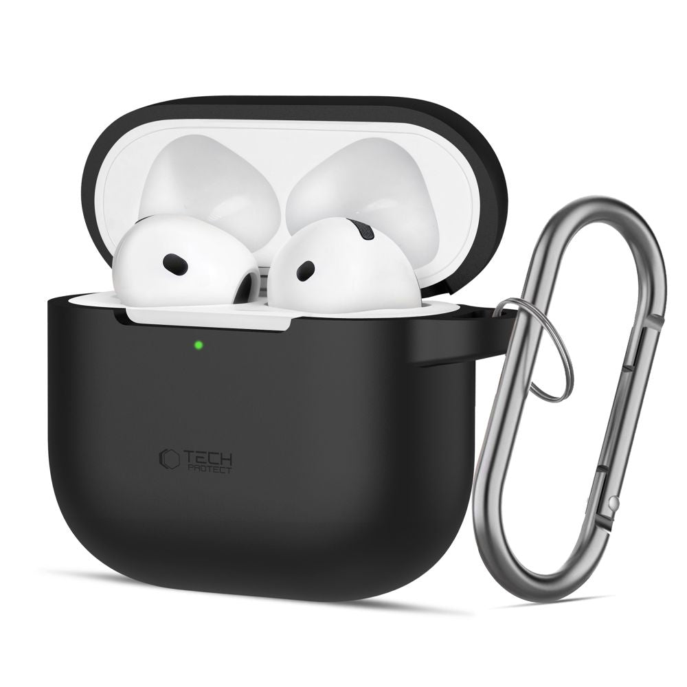 TECH-PROTECT SILIKON-HÜLLE MIT HAKEN FÜR APPLE AIRPODS 4 SCHWARZ