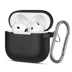 TECH-PROTECT SILIKON-HÜLLE MIT HAKEN FÜR APPLE AIRPODS 4 SCHWARZ