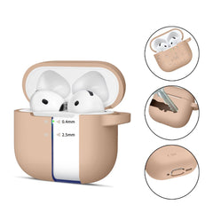 TECH-PROTECT SILIKON-HÜLLE MIT HAKEN FÜR APPLE AIRPODS 4 CAFFE LATTE