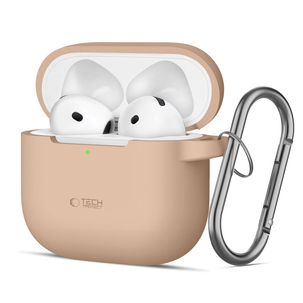 TECH-PROTECT SILIKON-HÜLLE MIT HAKEN FÜR APPLE AIRPODS 4 CAFFE LATTE