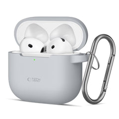 TECH-PROTECT SILIKON-HÜLLE MIT HAKEN FÜR APPLE AIRPODS 4 CRAYON GRAU