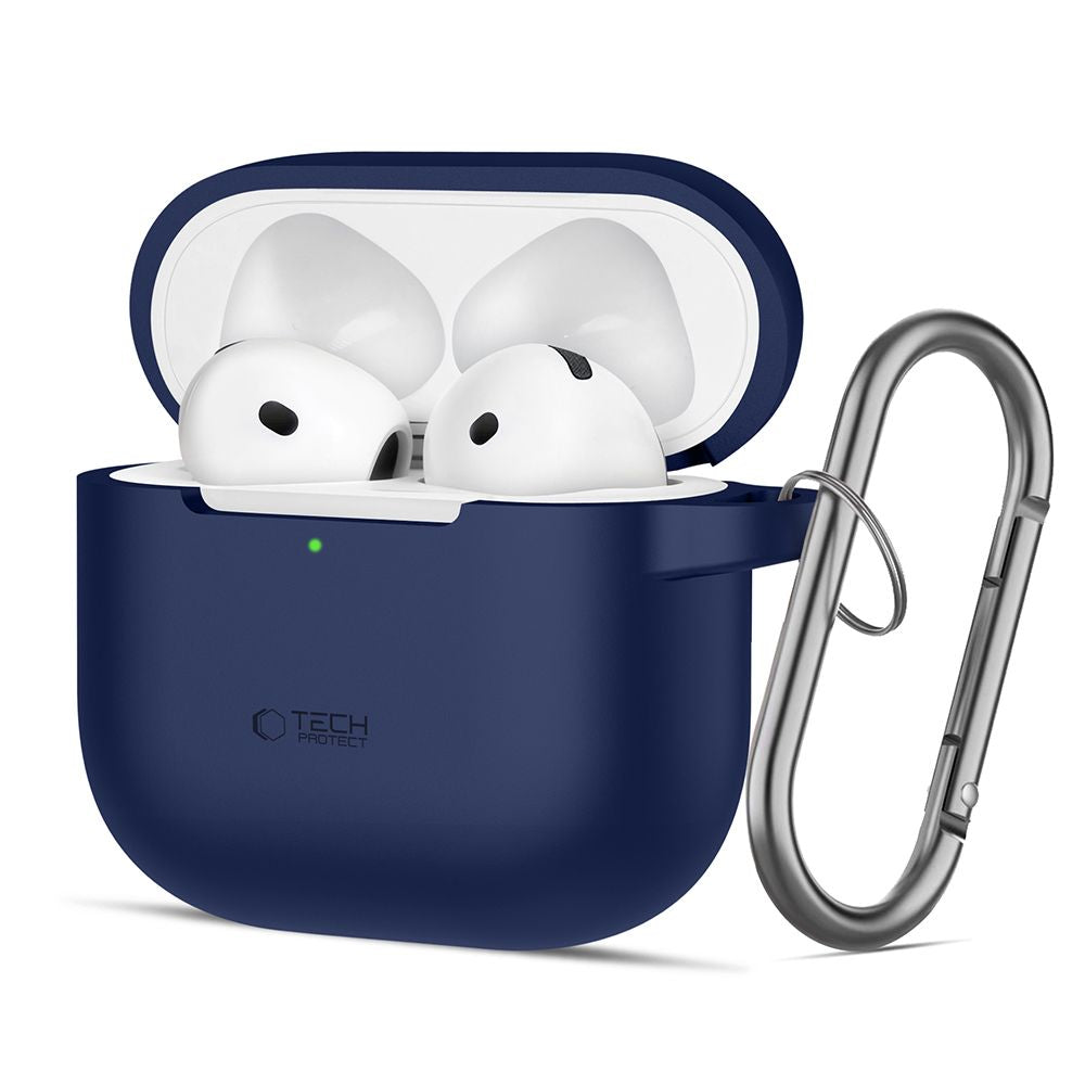 TECH-PROTECT SILIKON-HÜLLE MIT HAKEN FÜR APPLE AIRPODS 4 NAVY BLAU