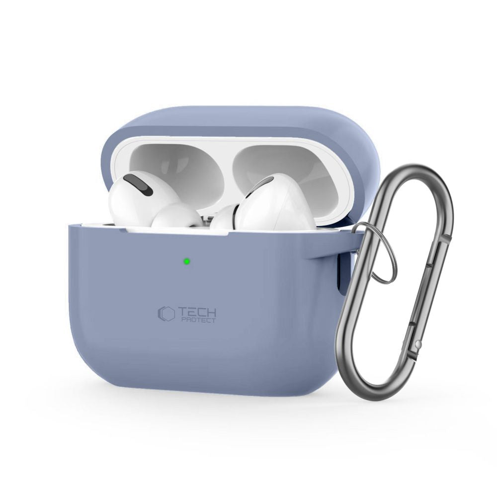 TECH-PROTECT SILIKON-HÜLLE MIT HAKEN FÜR APPLE AIRPODS PRO 1 / 2 BABYBLAU