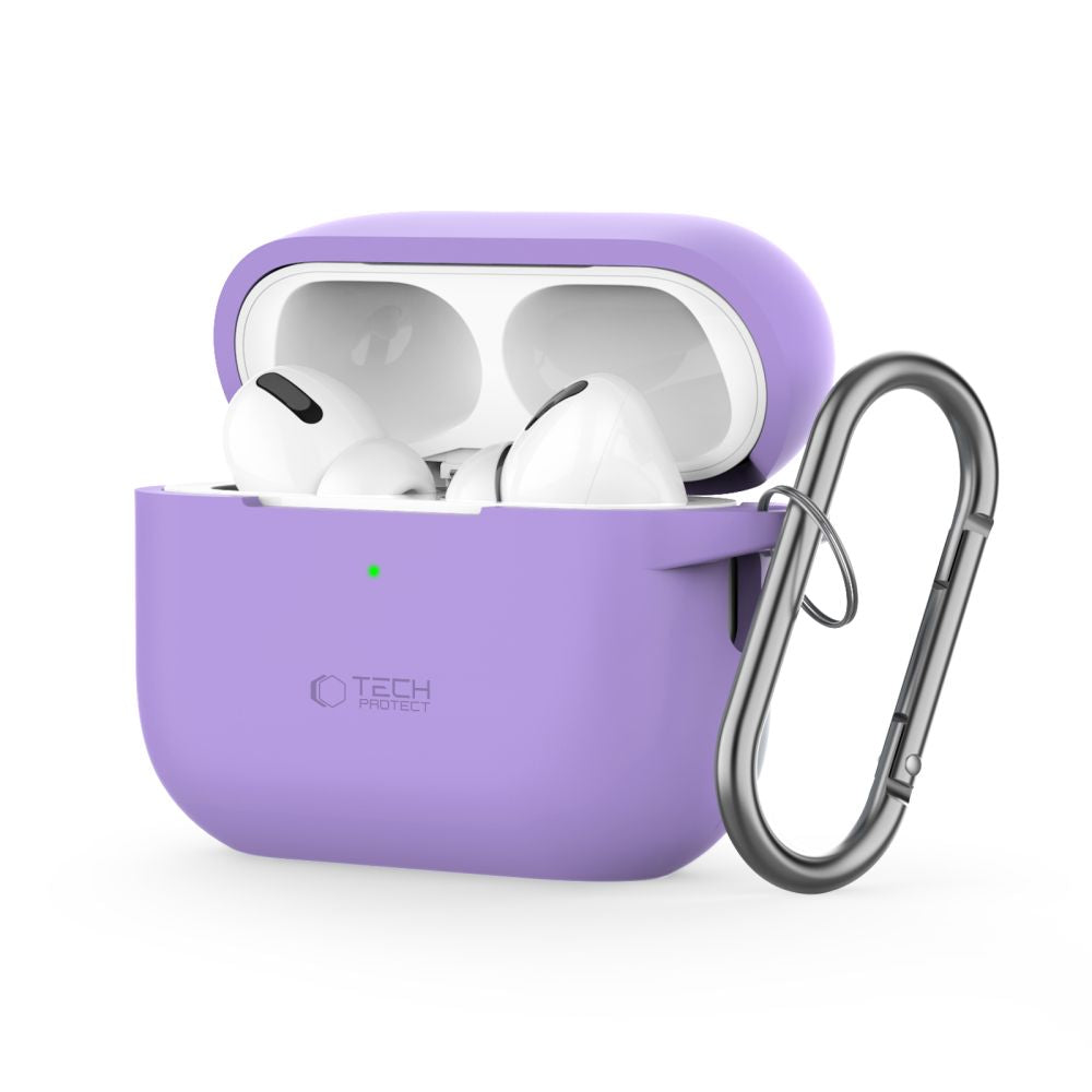 TECH-PROTECT SILIKON-HÜLLE MIT HAKEN FÜR APPLE AIRPODS PRO 1 / 2 LAVENDEL