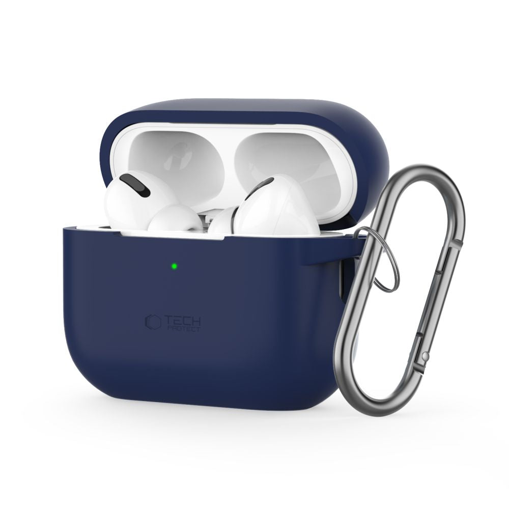 TECH-PROTECT SILIKON-HÜLLE MIT HAKEN FÜR APPLE AIRPODS PRO 1 / 2 NAVY BLAU