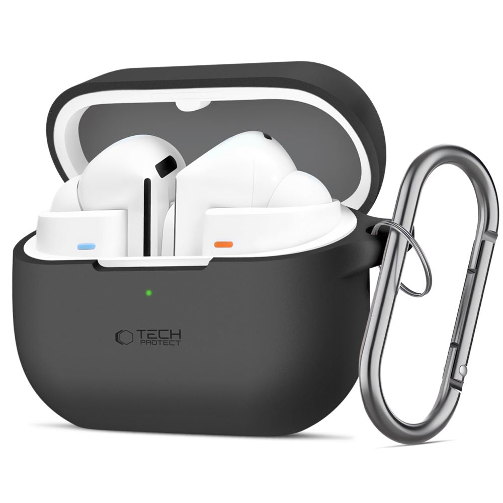 HÜLLE FÜR SAMSUNG GALAXY BUDS 3 / 3 PRO TECH-PROTECT SILIKON-HAKEN SCHWARZ