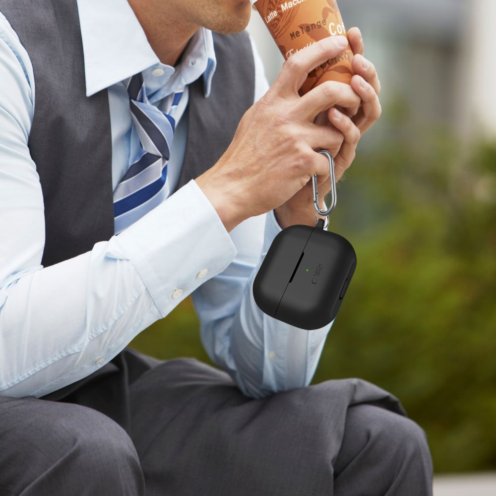 HÜLLE FÜR SAMSUNG GALAXY BUDS 3 / 3 PRO TECH-PROTECT SILIKON-HAKEN CAFE LATTE