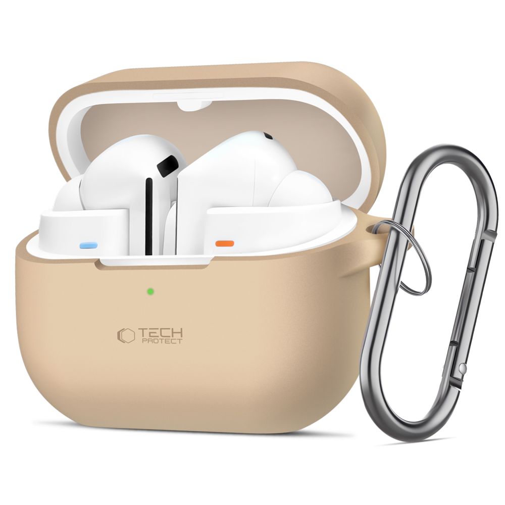 HÜLLE FÜR SAMSUNG GALAXY BUDS 3 / 3 PRO TECH-PROTECT SILIKON-HAKEN CAFE LATTE