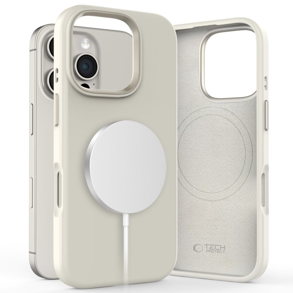 TECH-PROTECT SILIKONDECKEL PURE MAGSAFE IPHONE 16 PRO COSMIC LATTE