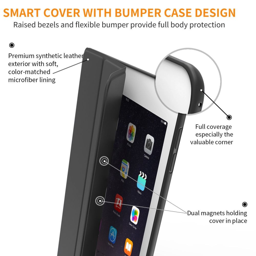 HÜLLE / COVER FÜR IPAD 9.7 5 / 6 / 2017-2018 TECH-PROTECT SMARTCASE SCHWARZ