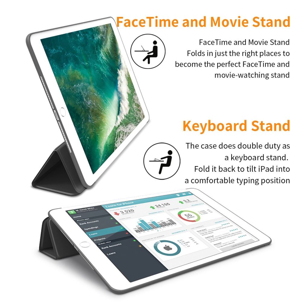 HÜLLE / COVER FÜR IPAD 9.7 5 / 6 / 2017-2018 TECH-PROTECT SMARTCASE SCHWARZ