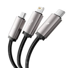 KABEL 3IN1TECH-PROTECT ULTRABOOST LIGHTNING & TYPE-C & MICRO-USB KABEL 3.5A 100CM GRAU