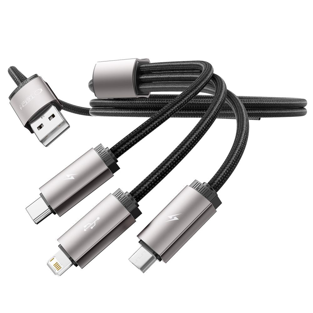 KABEL 3IN1TECH-PROTECT ULTRABOOST LIGHTNING & TYPE-C & MICRO-USB KABEL 3.5A 100CM GRAU