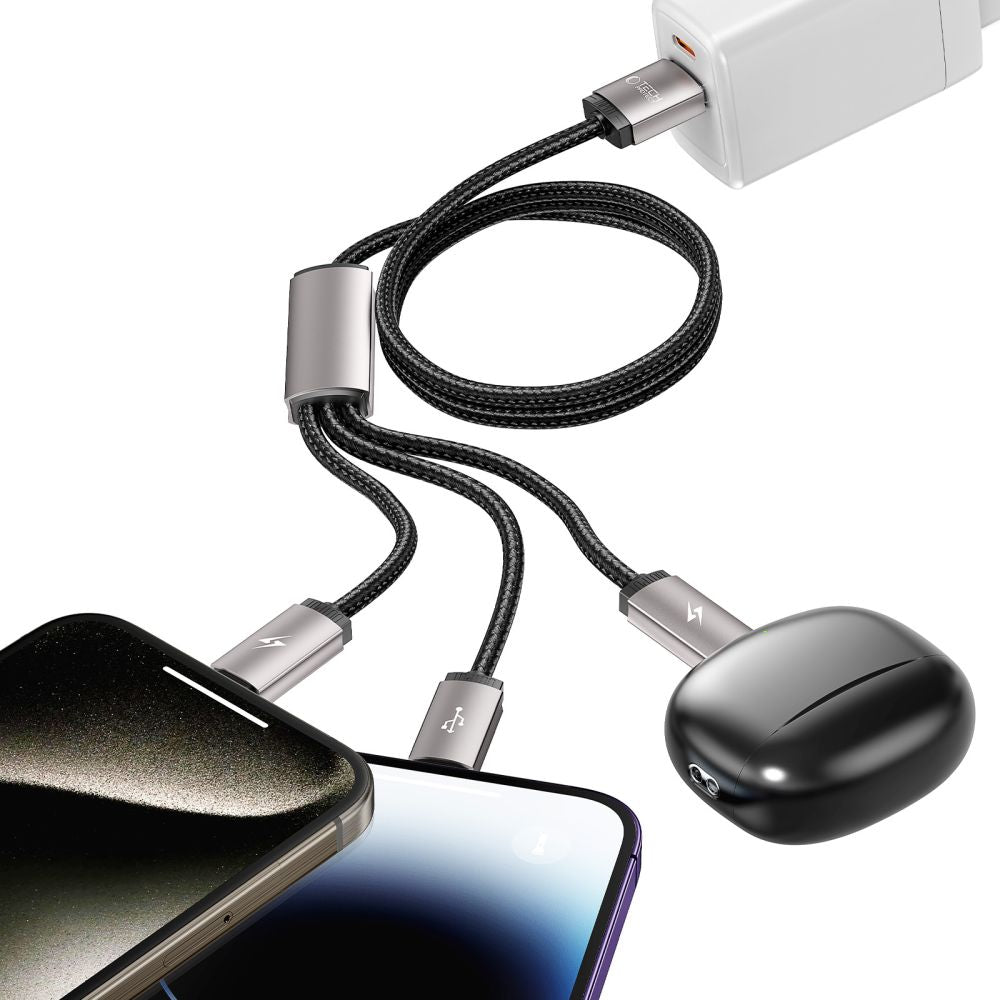 KABEL 3IN1TECH-PROTECT ULTRABOOST LIGHTNING & TYPE-C & MICRO-USB KABEL 3.5A 100CM GRAU