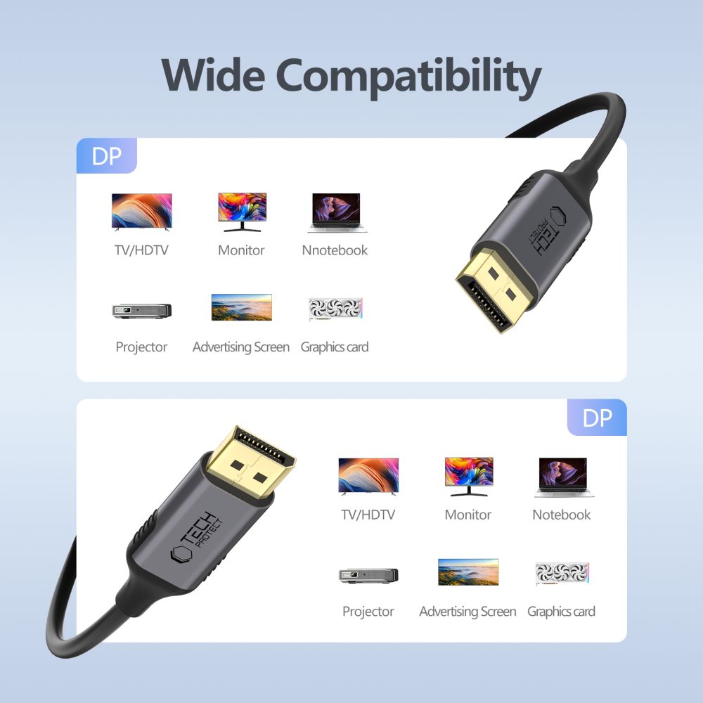 TECH-PROTECT ULTRABOOST KABEL DISPLAYPORT ZU DISPLAYPORT 1.4 4K 60HZ 200CM SCHWARZ