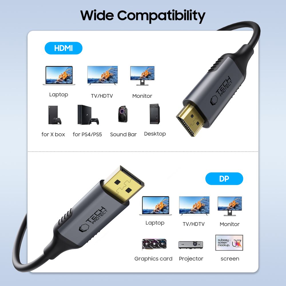 TECH-PROTECT ULTRABOOST KABEL DISPLAYPORT AUF HDMI 2.0 4K 60HZ 200CM SCHWARZ