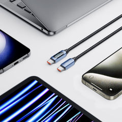 TECH-PROTECT ULTRABOOST LED TYPE-C KABEL PD100W/5A 100CM BLAU