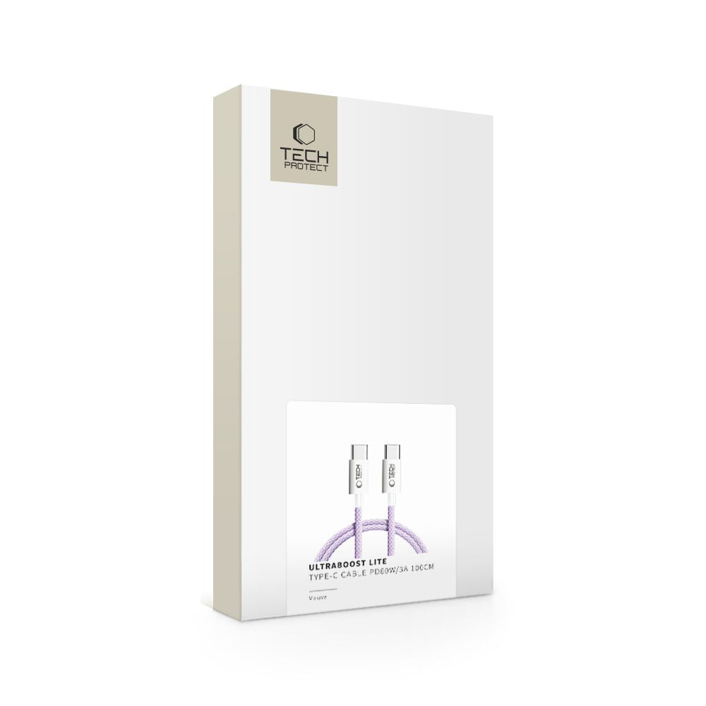 TECH-PROTECT ULTRABOOST LITE TYPE-C KABEL PD60W/3A 100CM MAUVE