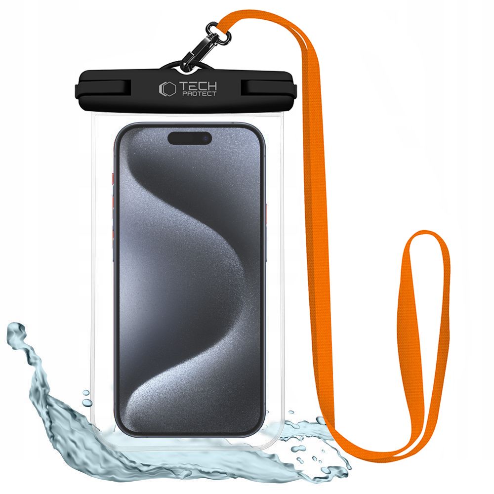 WASSERDICHTE HÜLLE TECH-PROTECT UWC7 UNIVERSAL WASSERDICHTE HÜLLE 6,9 ZOLL SCHWARZ/ORANGE