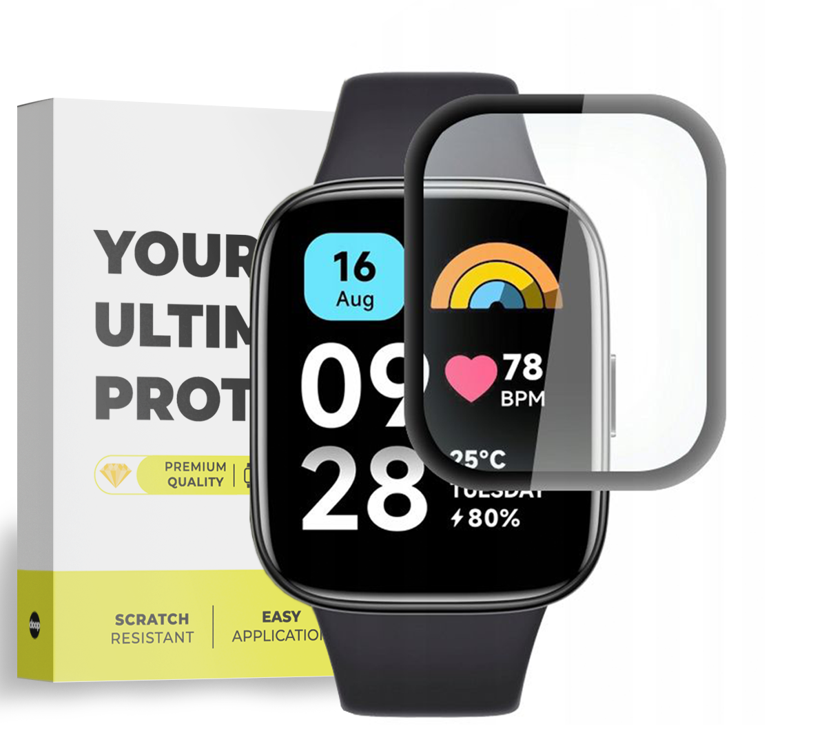 Gehärtetes Glas DOOP HYBRID GLASS XIAOMI REDMI WATCH 3 ACTIVE SCHWARZ